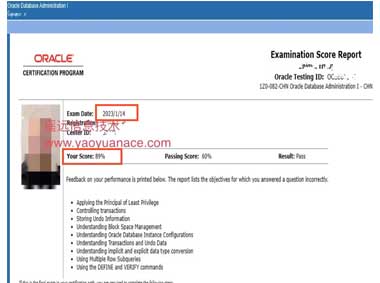 Oracle19c成绩082-（89分）Oracle OCP 19c 认证1Z0-083考试题库