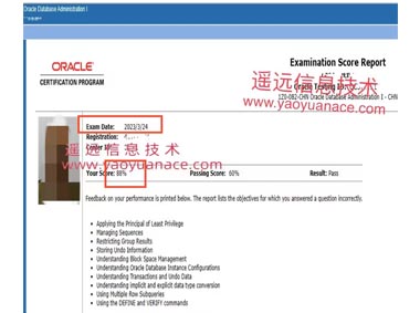 Oracle19c成绩082-（88分）Oracle OCP 19c 认证1Z0-083考试题库